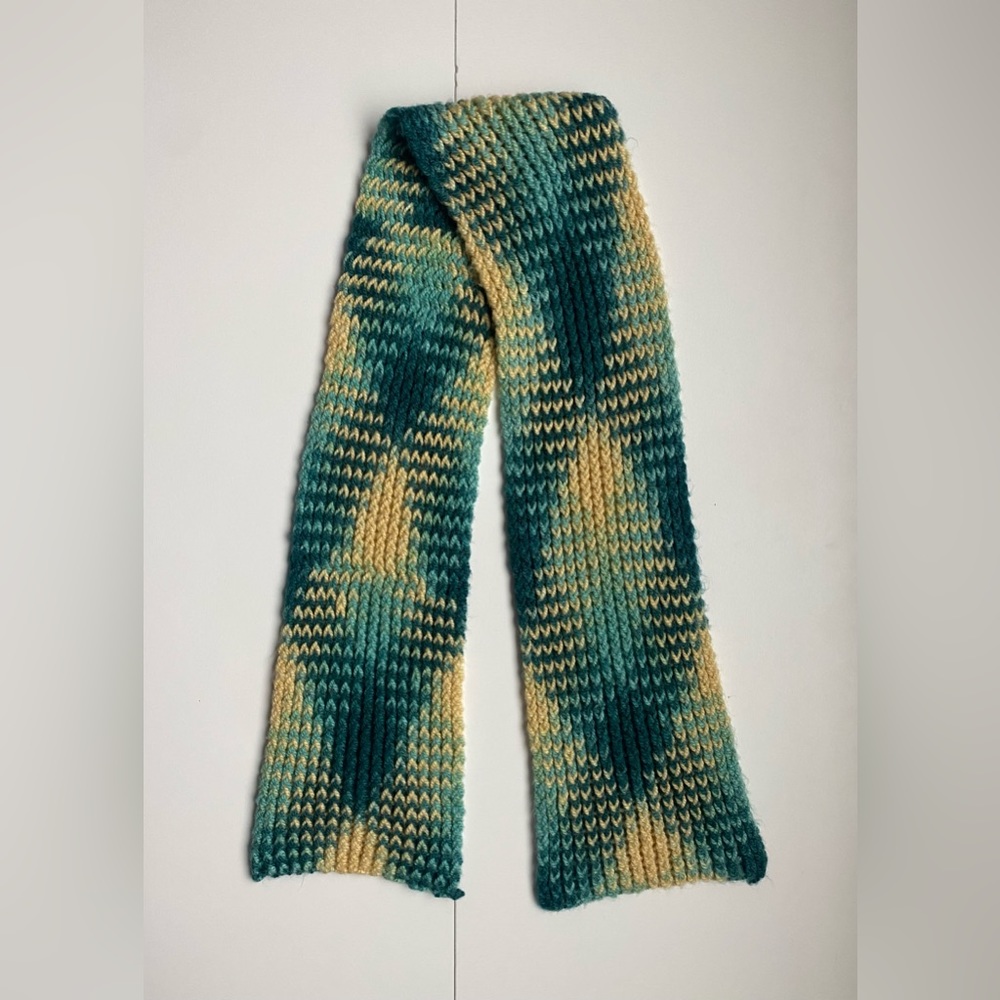 Winter Knit Green/Yellow Scarf